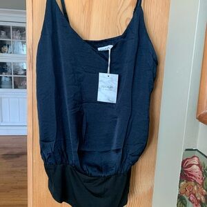NWT- ESCAPE by Blu Pepper Los Angeles- Sz M CAMI/BODYSUIT w/ snaps navy blue